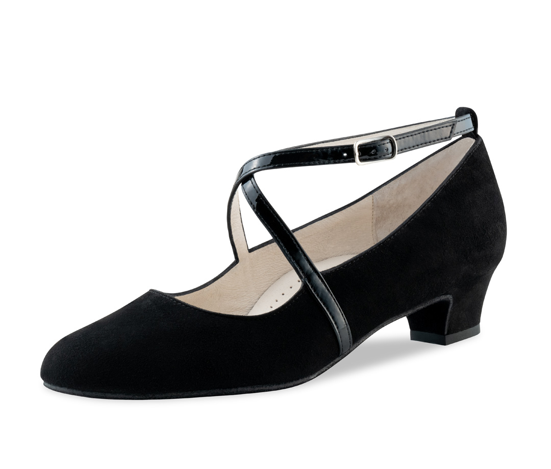 black Werner Kern ladies' dance shoe with patent straps