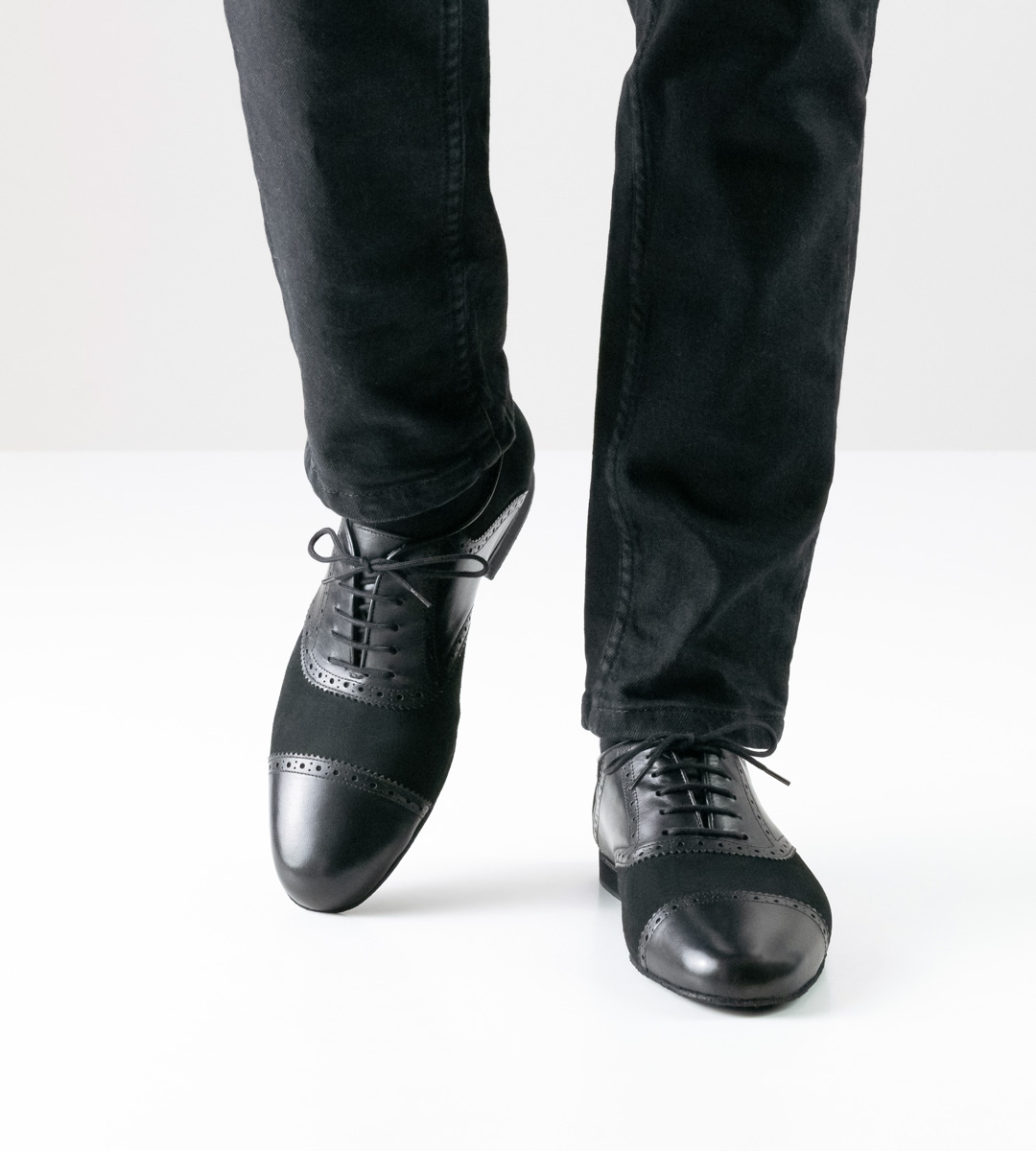 Jeans in black with Werner Kern men's dance shoe in black