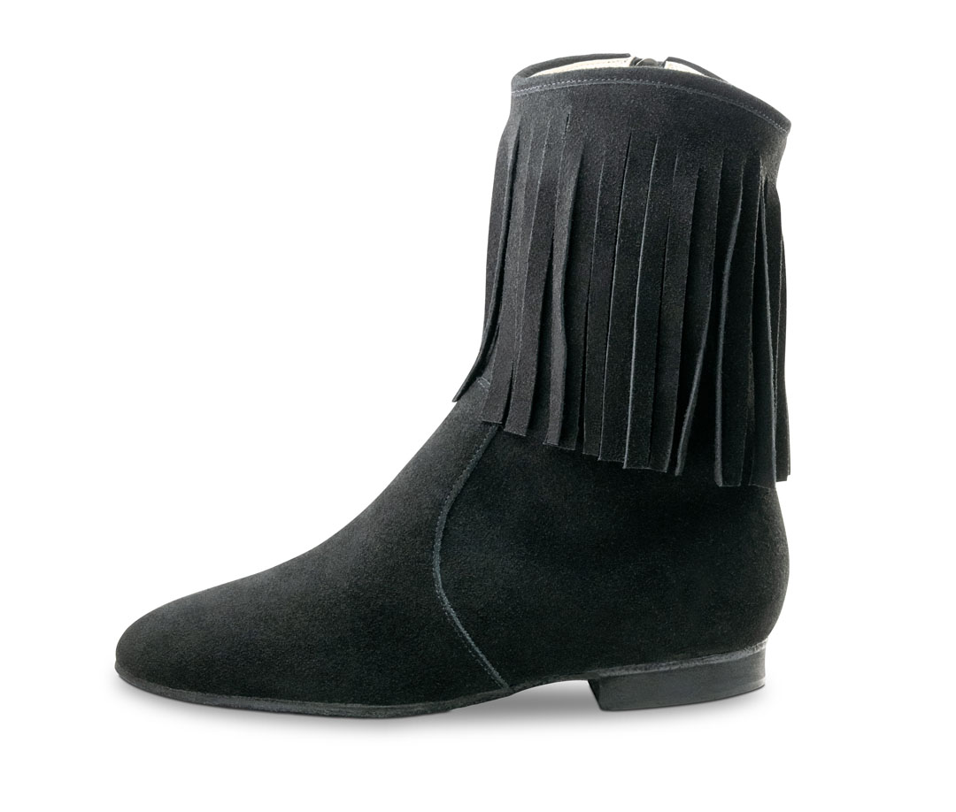 Fringed dance boots made from soft suede with a 1 cm heel by Werner Kern