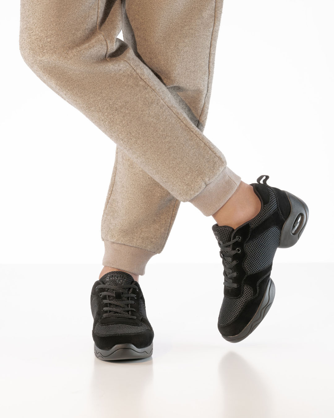 Black dance trainers with a split sole by Werner Kern in a chunky style