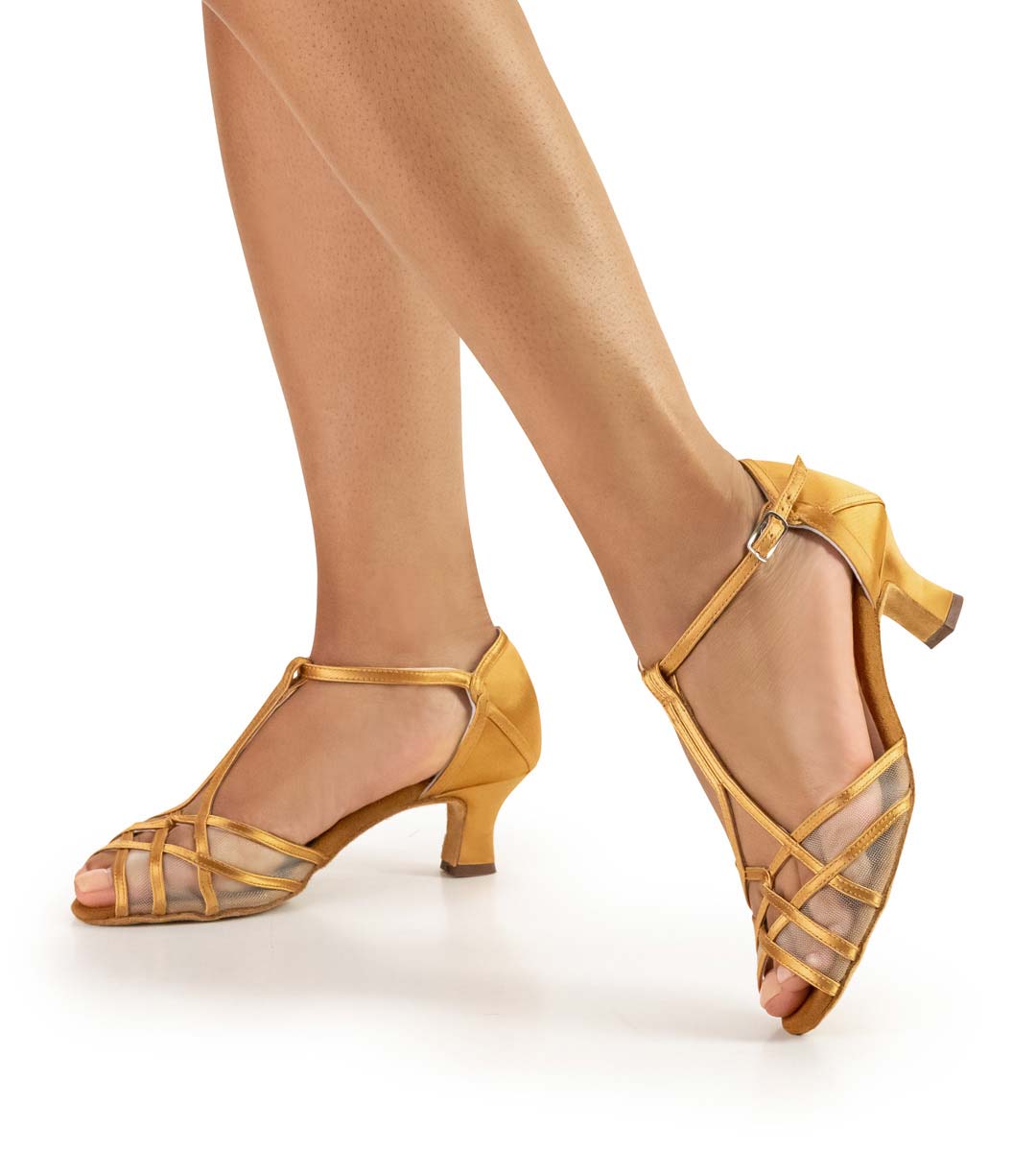 Dance sandal by Anna Kern in delicate bronze-coloured satin with 5 cm heel
