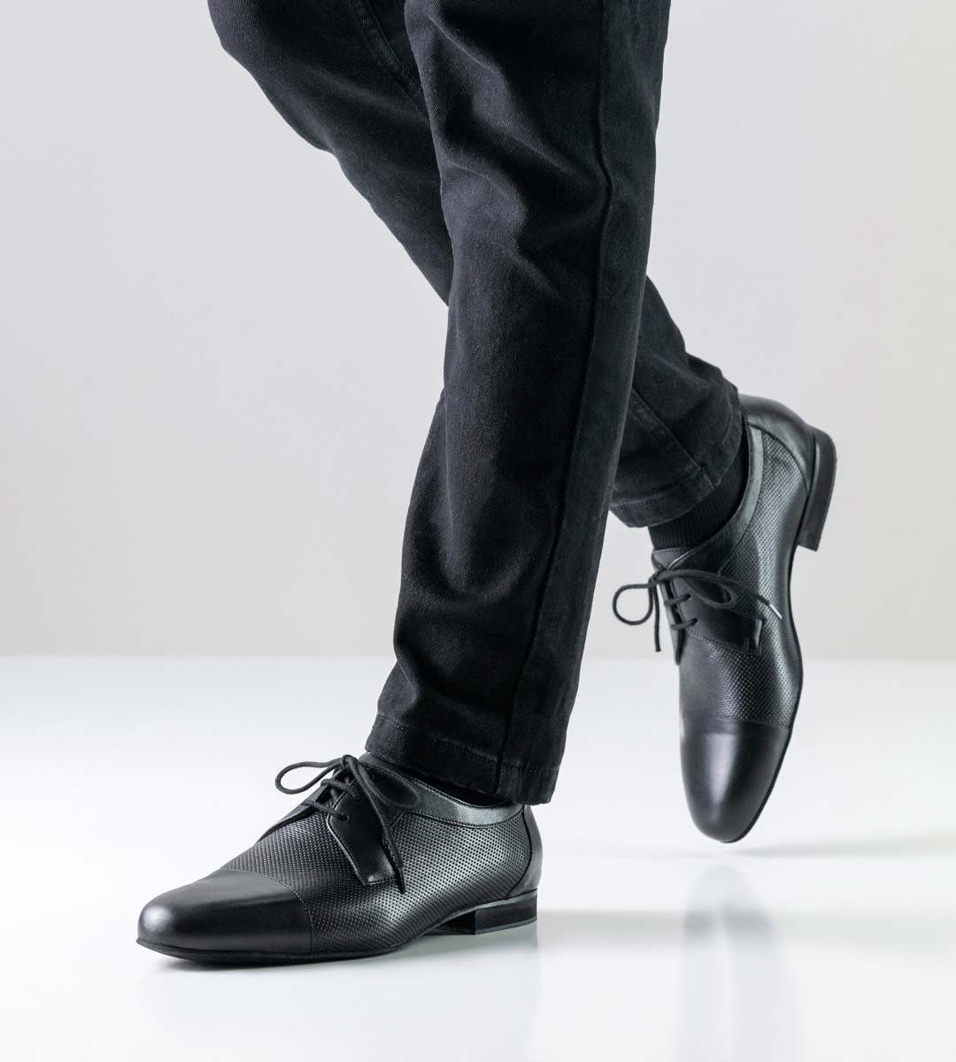 Treviso black men's dance shoe by Werner Kern with perforated leather
