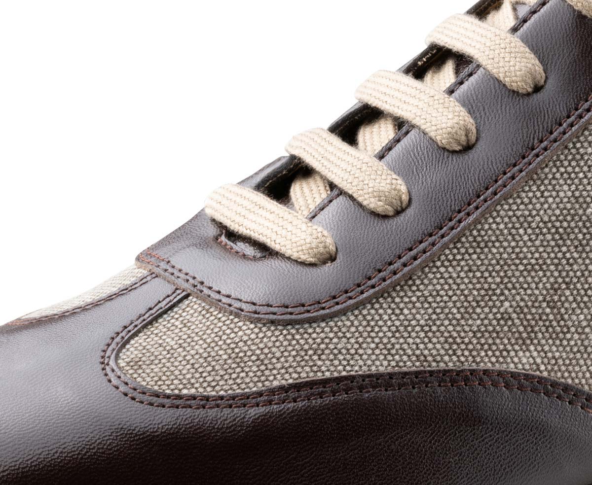 Positano Detailed view of the Werner Kern men's dance shoe in leather and canvas