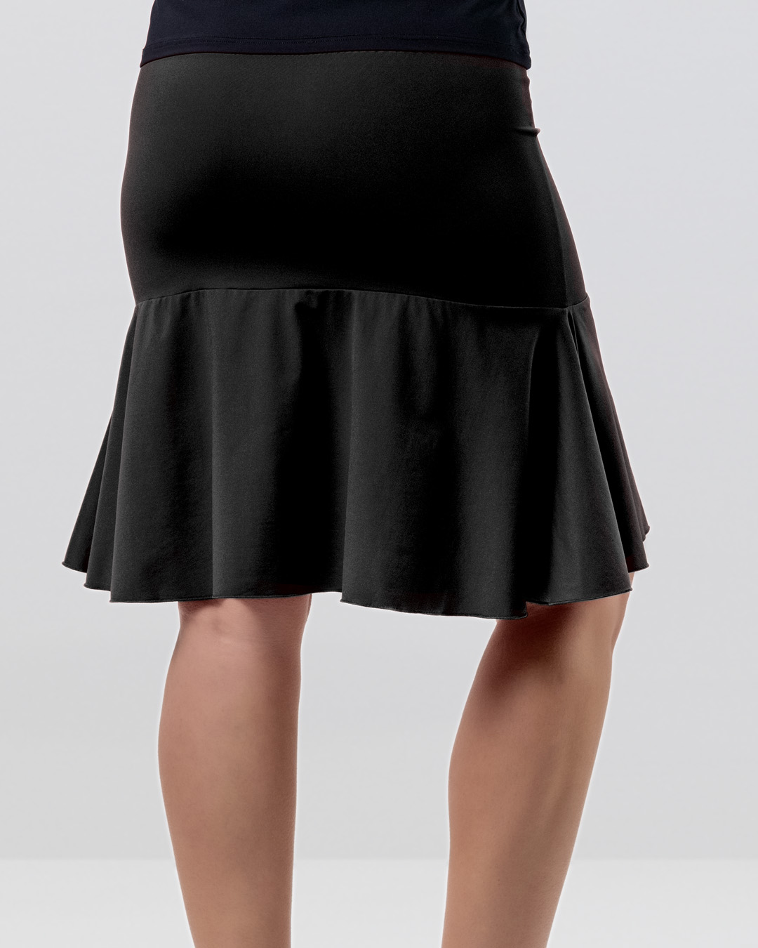 Rear view of Viva dance skirt by Werner Kern with flounce