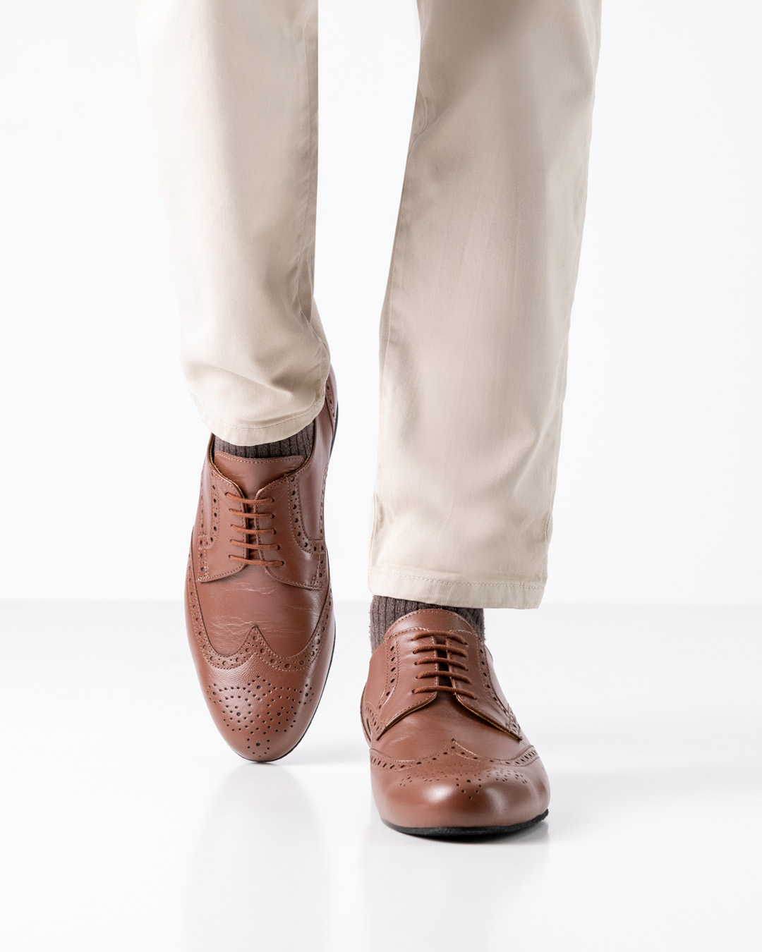 Leather dance shoes for men in cognac-coloured nappa leather by Werner Kenr