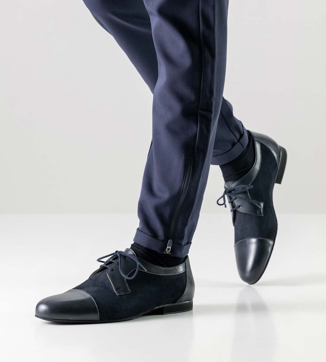 Treviso blue men's dance shoe by Werner Kern with 1,5 cm high micro heel