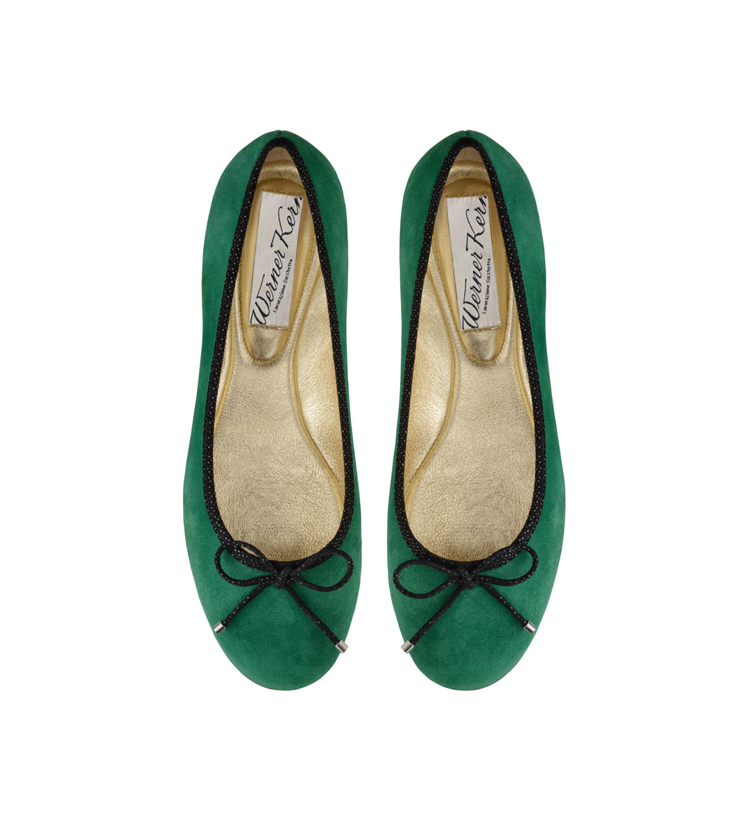 Ballerina Juma - Werner Kern Ballerinas Green ballerina Juma made of very soft suede and a black bow