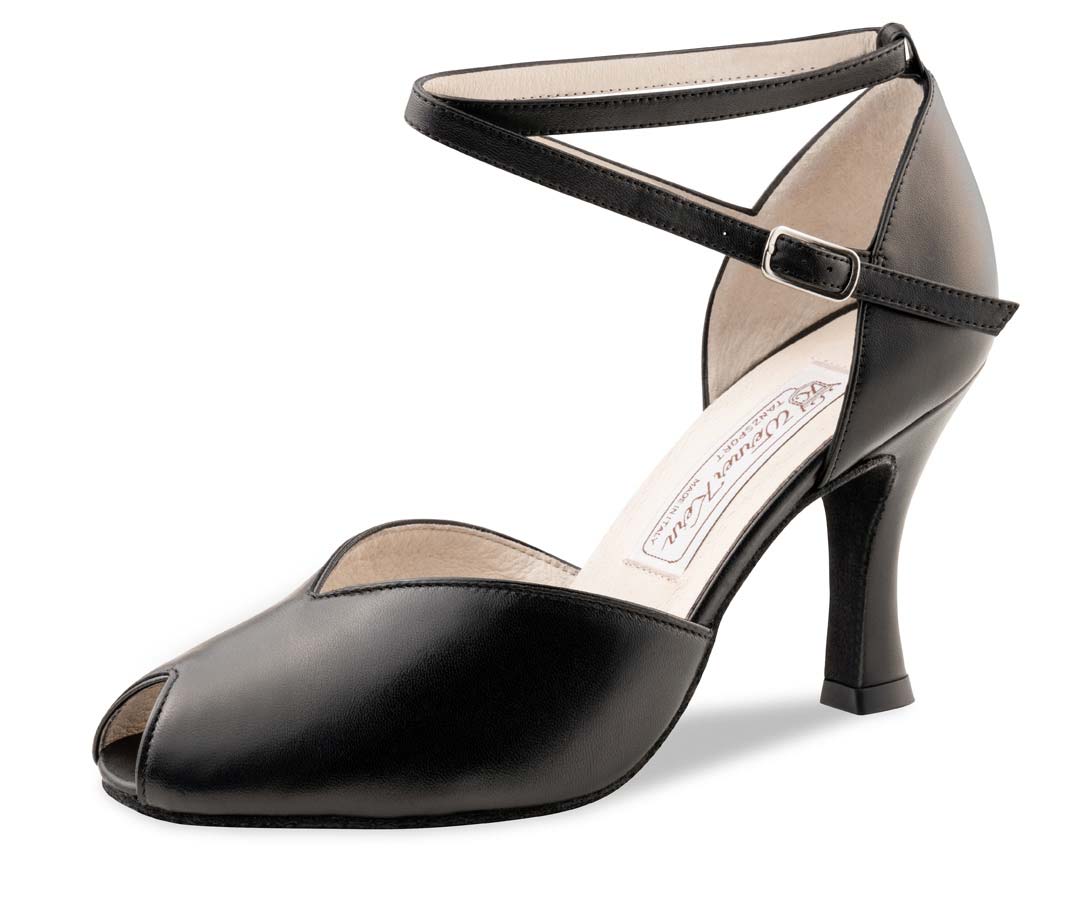 Asta Werner Kern Salsa Ladies Dance Shoe with Peep Toe in Black