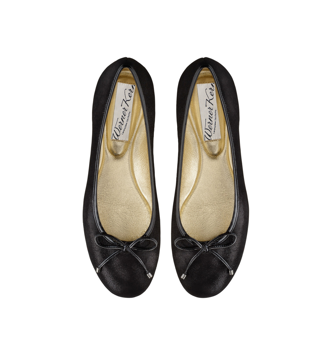 Ballerina Minu - Werner Kern Ballerinas Minu Ballerina in Velvet-Soft Glossy Velour and Black Patent Bow