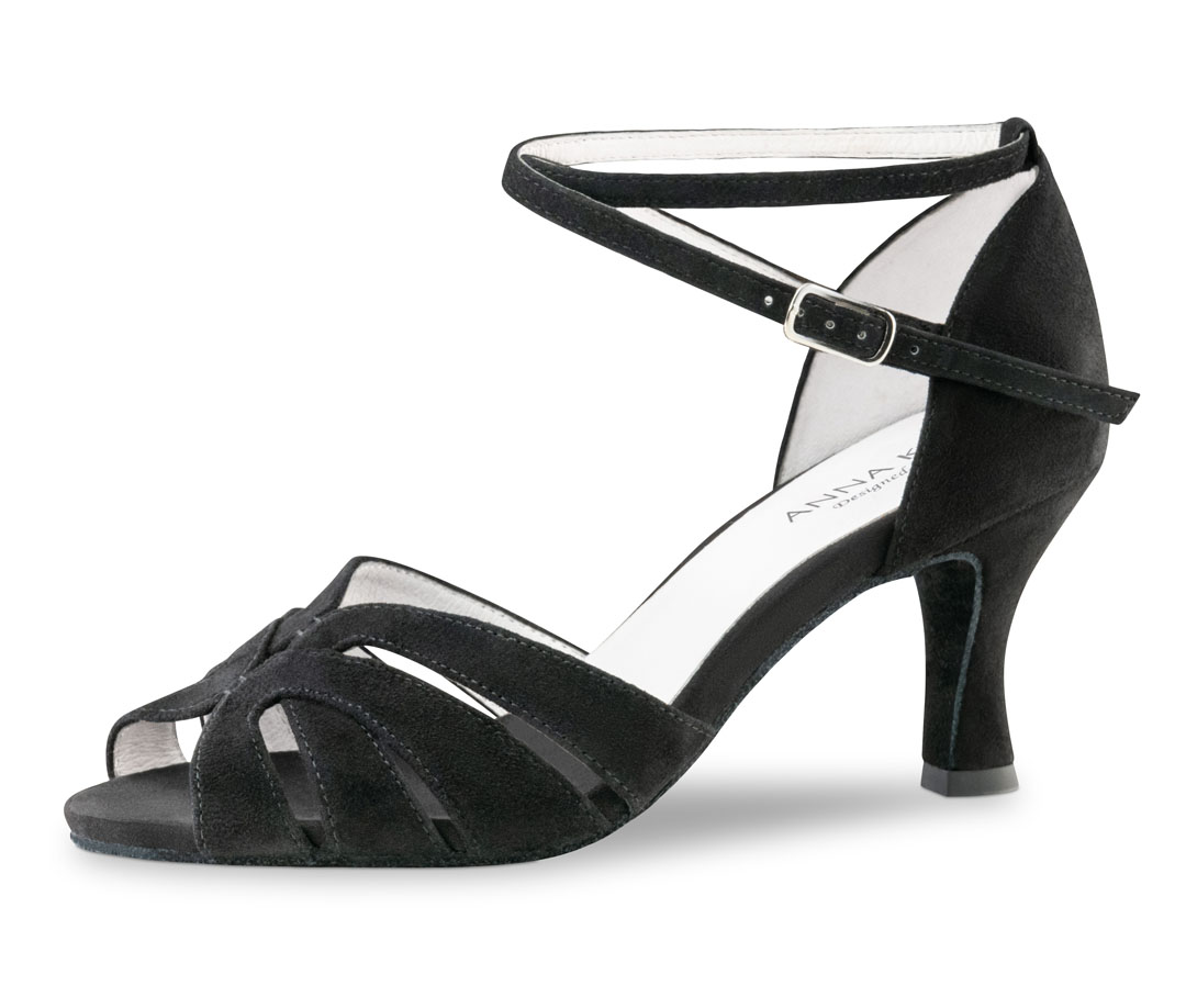 Dance sandals with a 6 cm heel, made from black suede, by Anna Kern