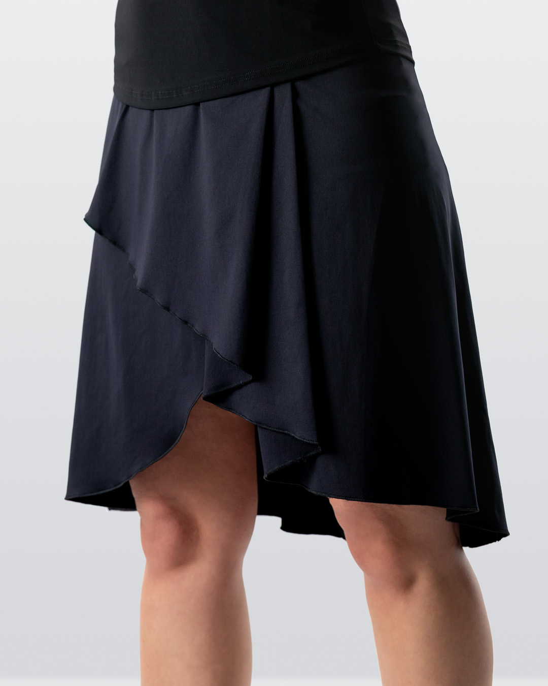 Wide wrap skirt with overlapping flounces, perfect for Latin dances