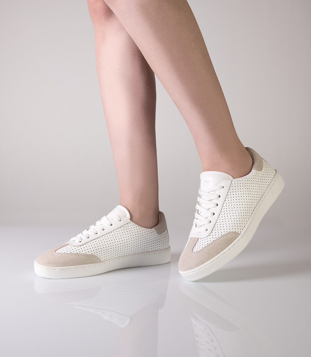 White full leather dance sneaker for women