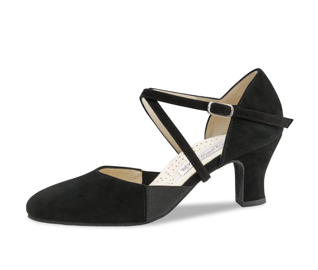 Ronja Closed comfort dance shoe for feet with special requirements made of particularly supple suede and a 6 cm high heel.
