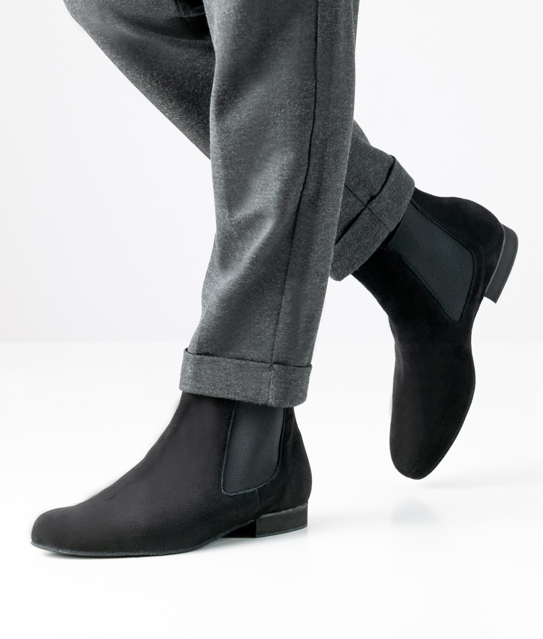Olbia Olbia by Werner Kern is a black suede Chelsea boot dance shoe with a removable footbed.