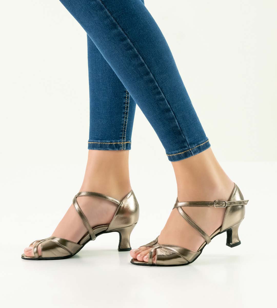 Billy open ladies dance shoe by Werner Kern in antique silver