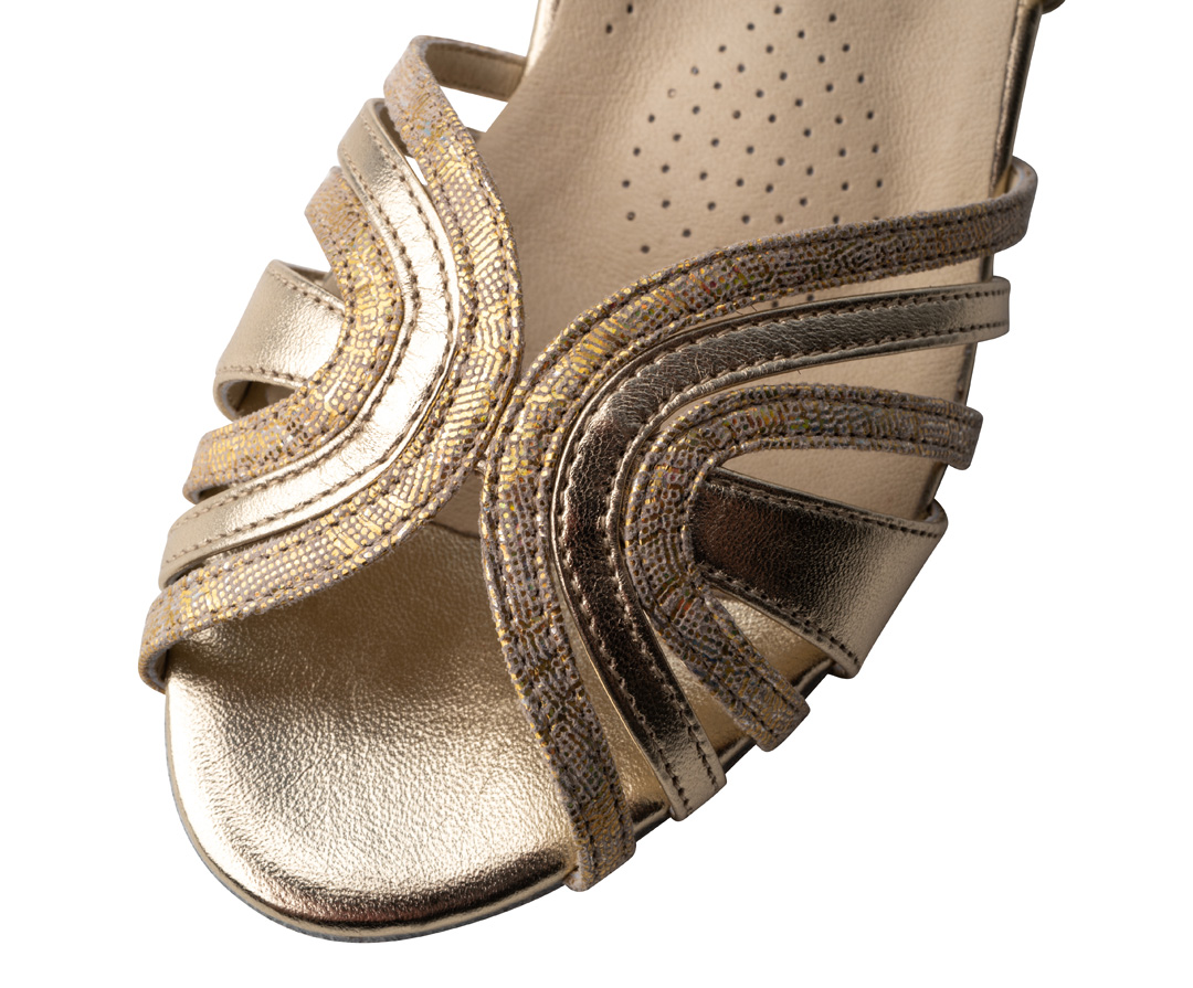 Werner Kern Kim - Dance shoes in Platinum Nappa Leather with glamorous playfulness, breathtaking support, fine straps, and individually adjustable cross instep strap
