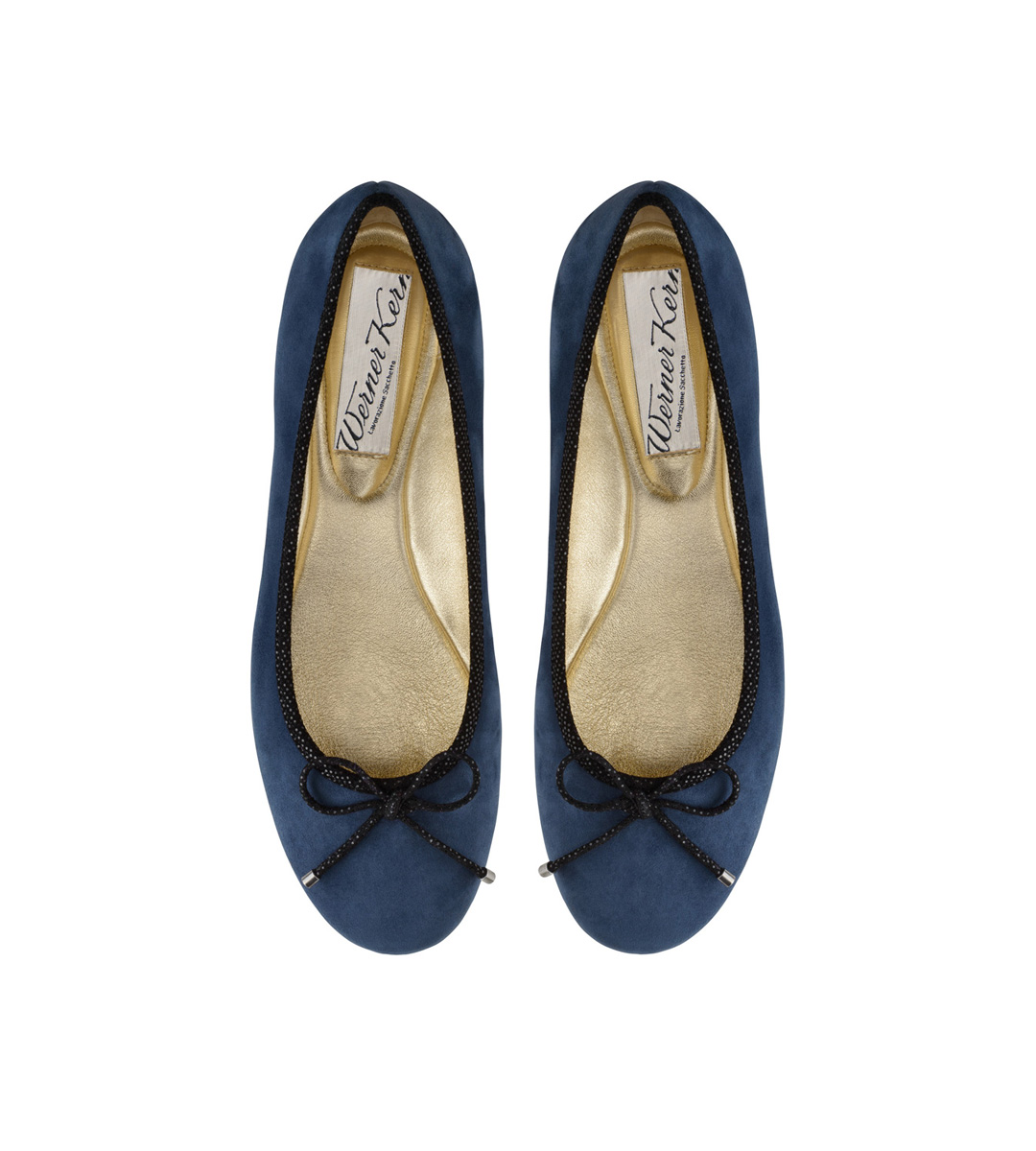 Navy blue ballerina Dana in soft suede and black bow