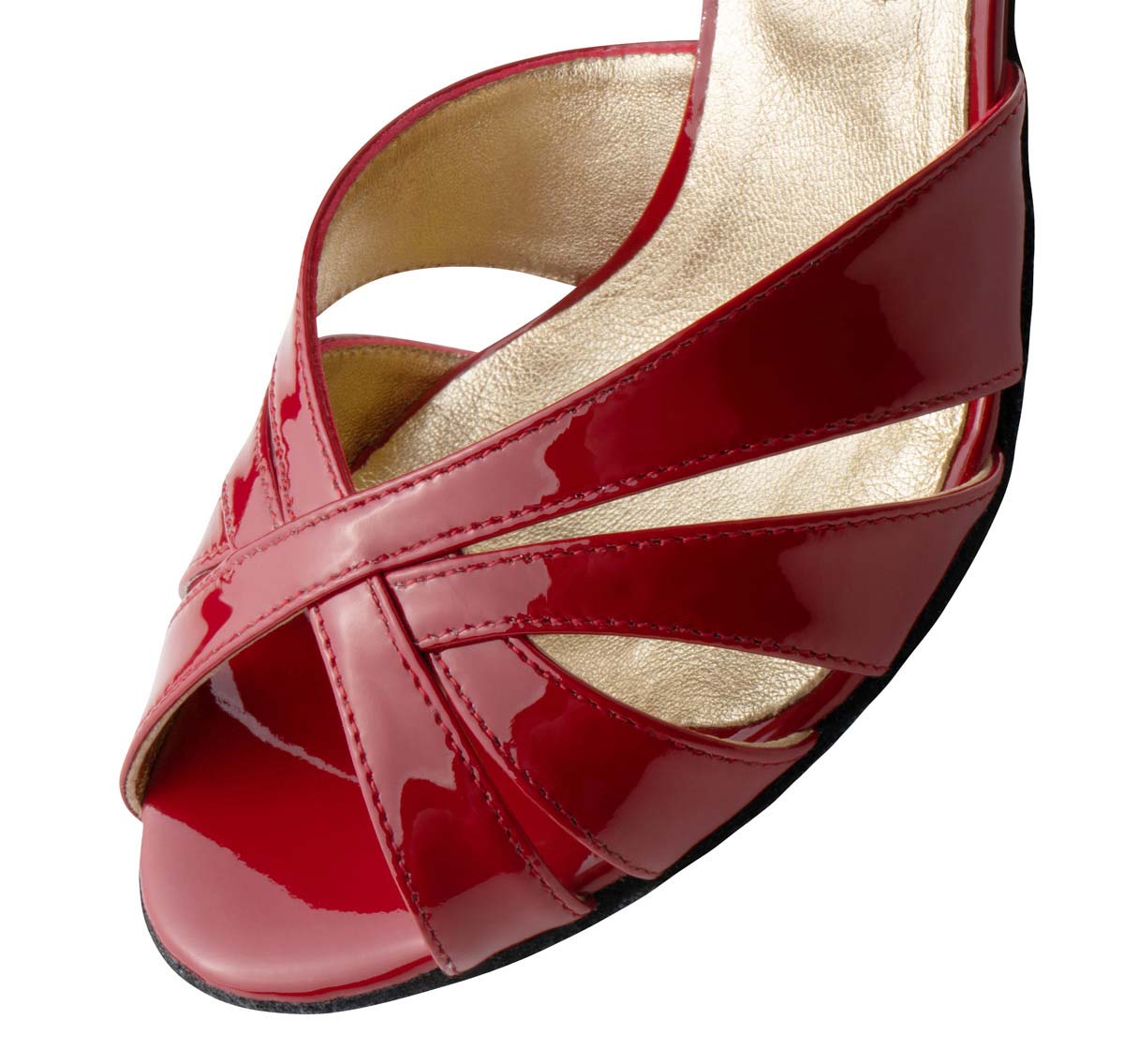 Detailed view of the front area of the Nueva Epoca women's dance shoe
