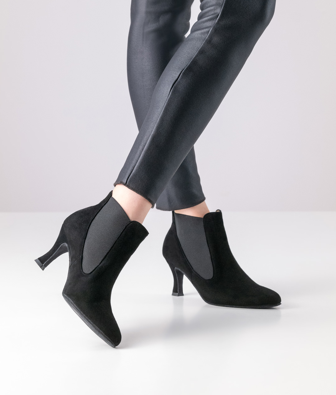 Casual, black dance ankle boot Carina made of soft suede and narrow heel by Werner Kern