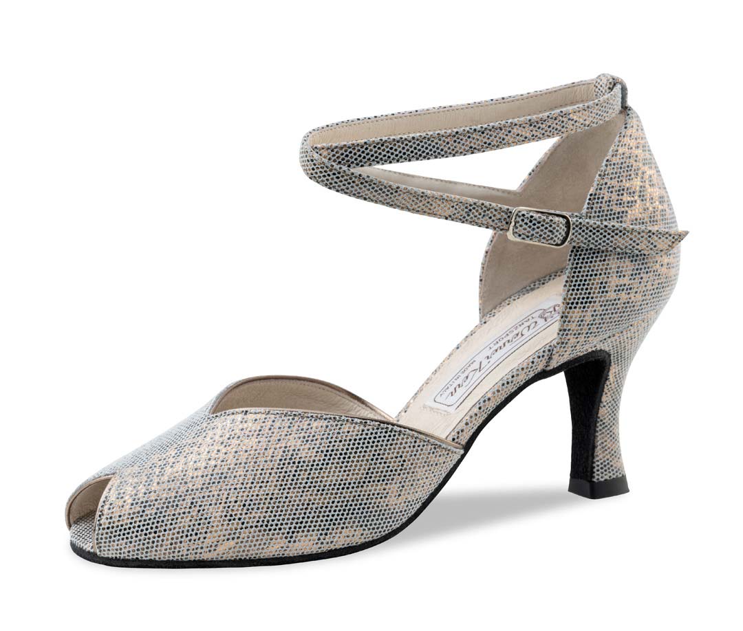 Asta "Werner Kern women's dance shoe with ankle strap in antique silver