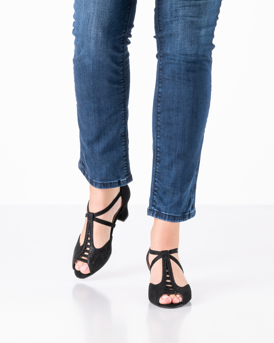 Holly Timeless women's dance shoes - Werner Kern Holly in Velvet Goat Glanzvelour with an upward tapering T-strap and fine cut-outs for stylish dancing