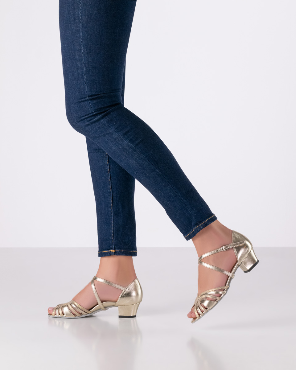 Women's dance shoe for long dance evenings - Werner Kern Kim in Platinum Nappa Leather with glamorous playfulness, breathtaking support, and a fantastically comfortable heel height of 3.5 cm