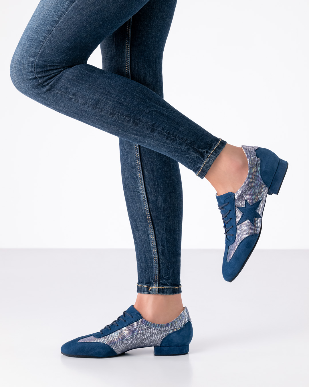 Glittering blue dance training shoe by Werner Kern in a sneaker look