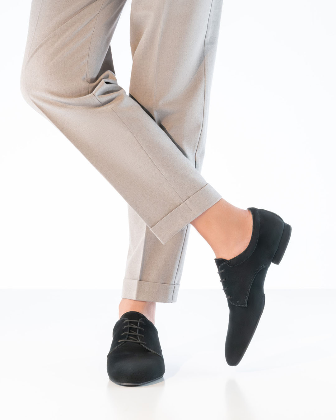 Men’s dance shoes made from soft suede with a split sole in black by Werner Kern