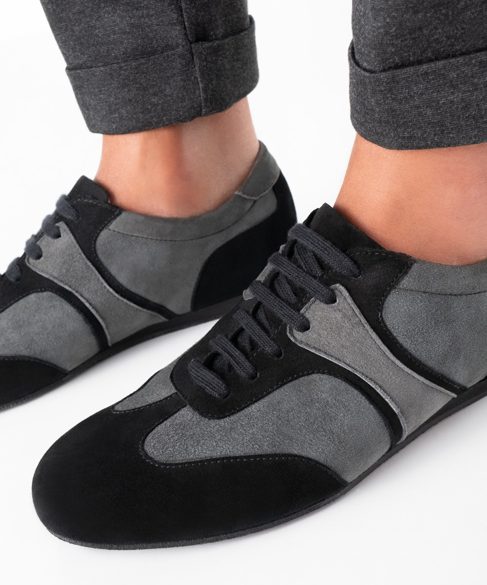 Sneakers Parma for men - Werner Kern in gray-black velour, elegant and simple full leather sneakers, sporty elegance with clear lines, removable interchangeable footbed for custom orthopedic insoles, fantastically comfortable heel height of 1.5 cm