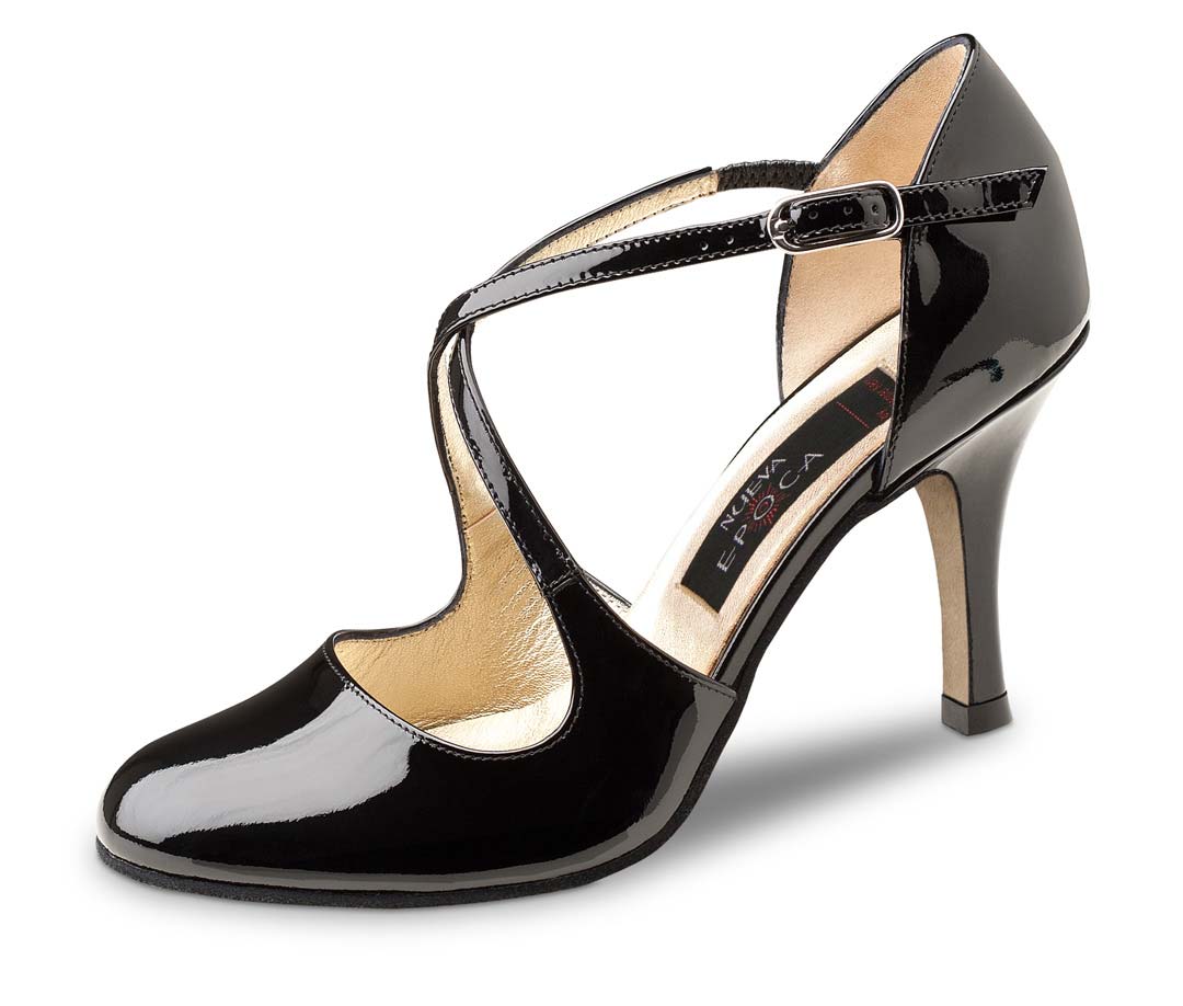 Lupe black Nueva Epoca women's dance shoe with leather sole