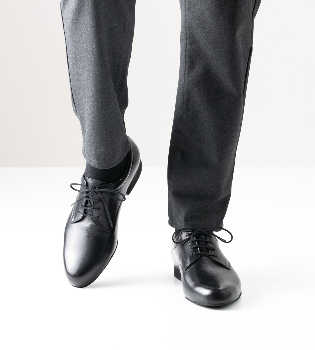 Werner Kern Men's Dance Shoe in Black Leather in Combination with Black Trousers