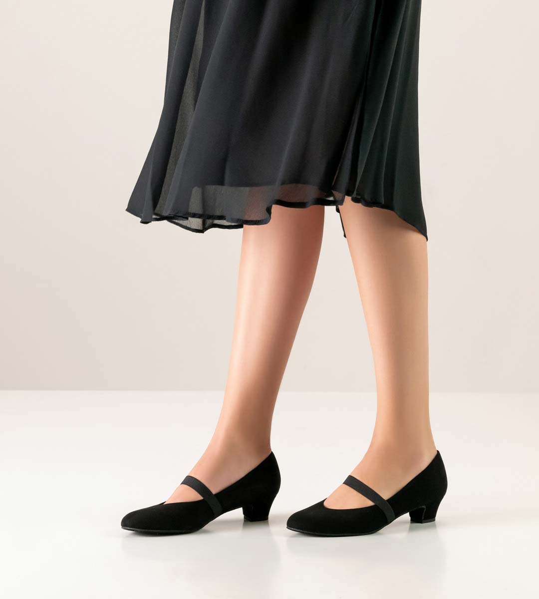 flat, black women's dance shoe by Werner Kern