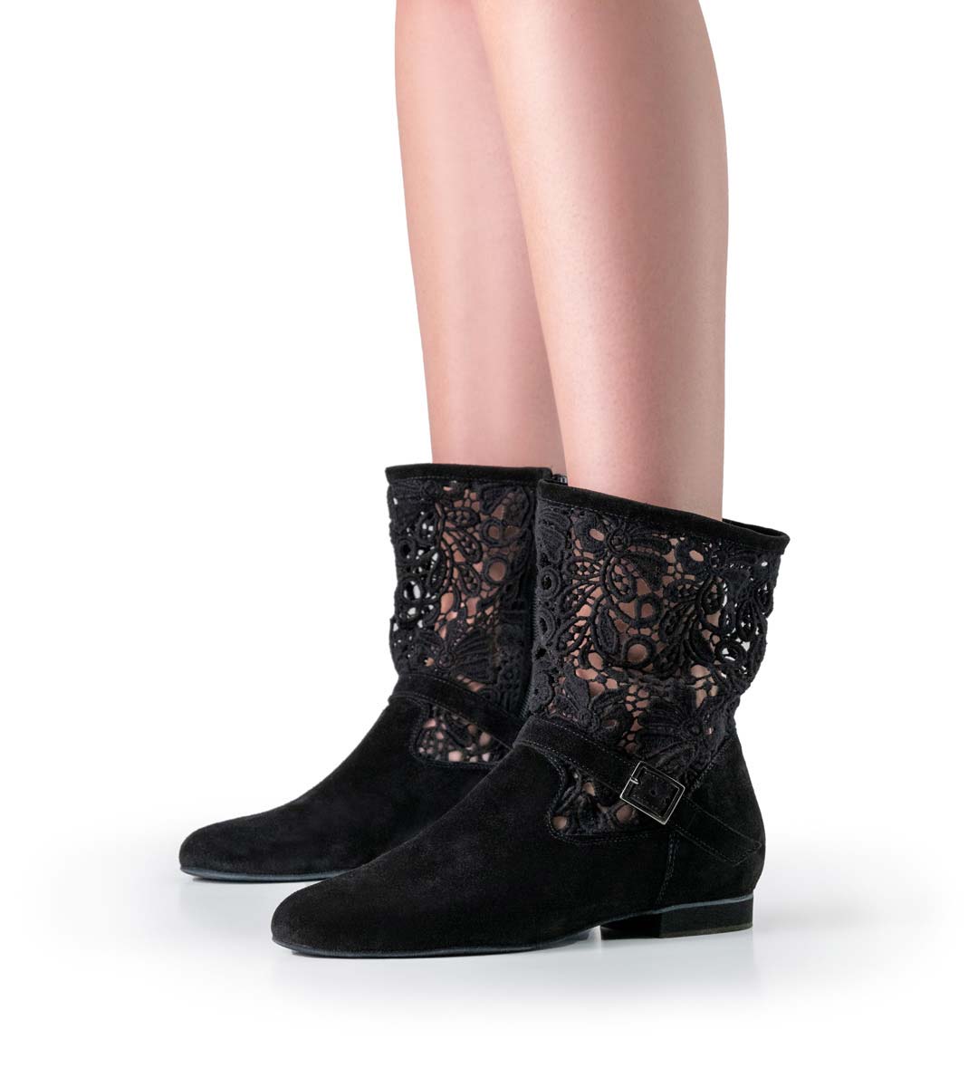 Cocco side view of Werner Kern Linedance dance boot in black velour