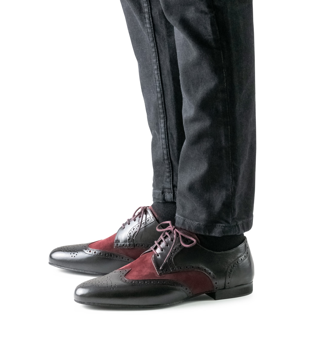 Werner Kern men's dance shoe with micro heel in combination with black jeans