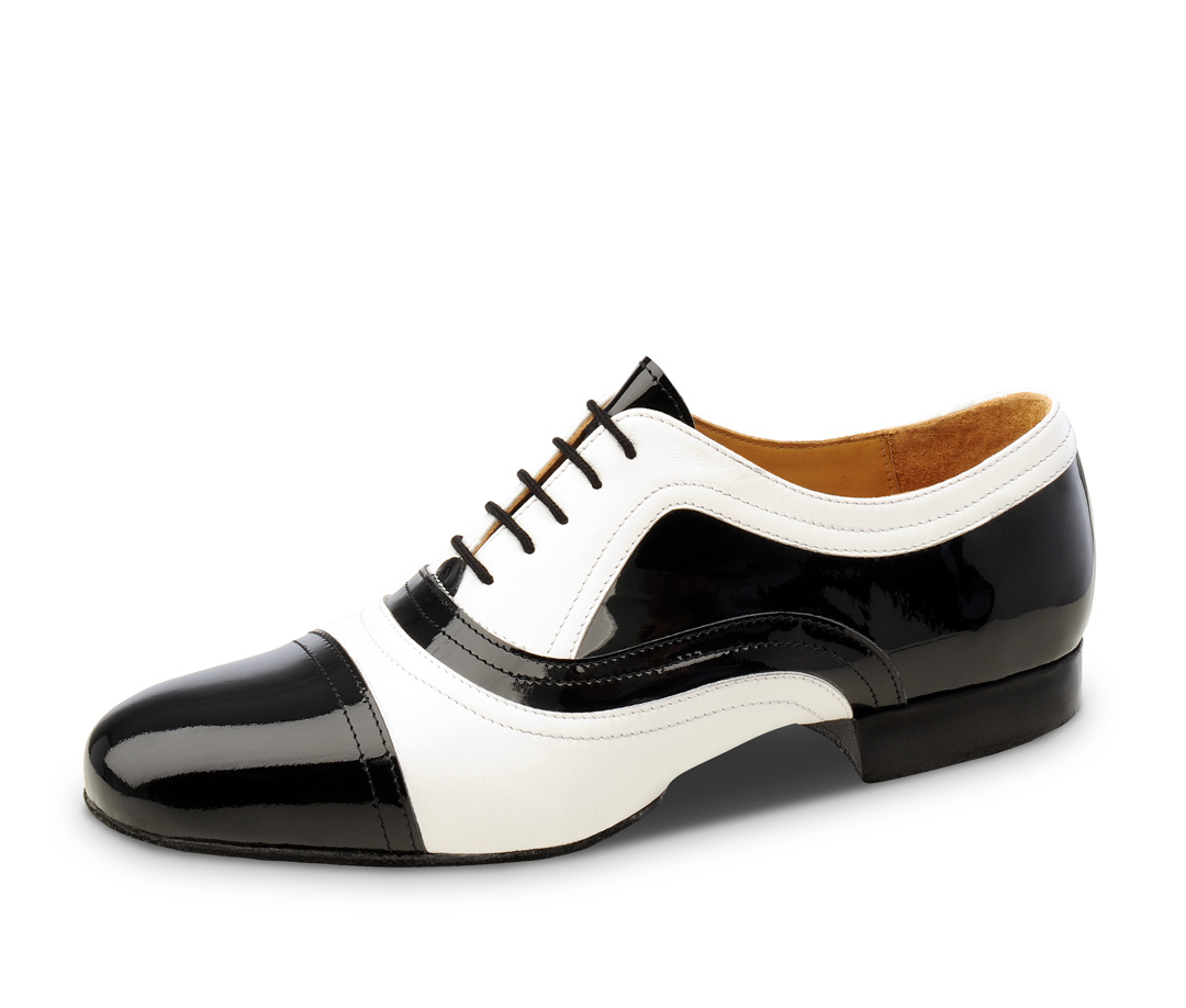 Men's dance shoe by Nueva Epoca in leather and patent with split sole