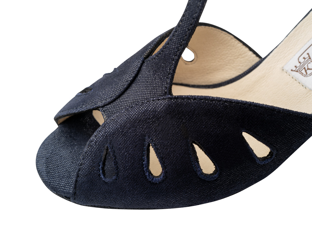 Werner Kern Lindsay - Dance shoes in blue Glanzvelour with stylish cut outs, small toe opening, and a fantastically comfortable heel of 6.5 cm
