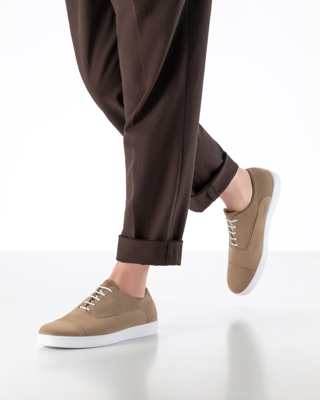 Riva Beige lace-up dance shoes by Werne Kern with a white trainer sole, suitable for indoor and outdoor use
