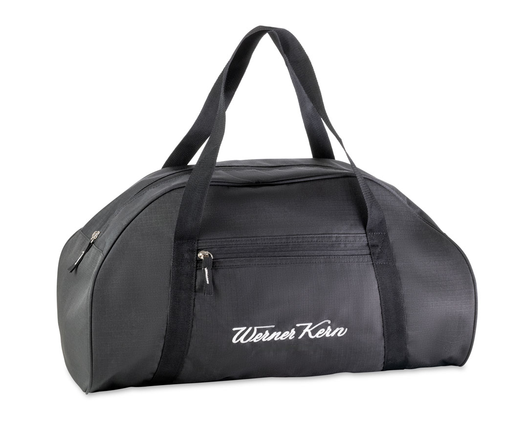 Black dance bag with a white embroidered Werner Kern logo