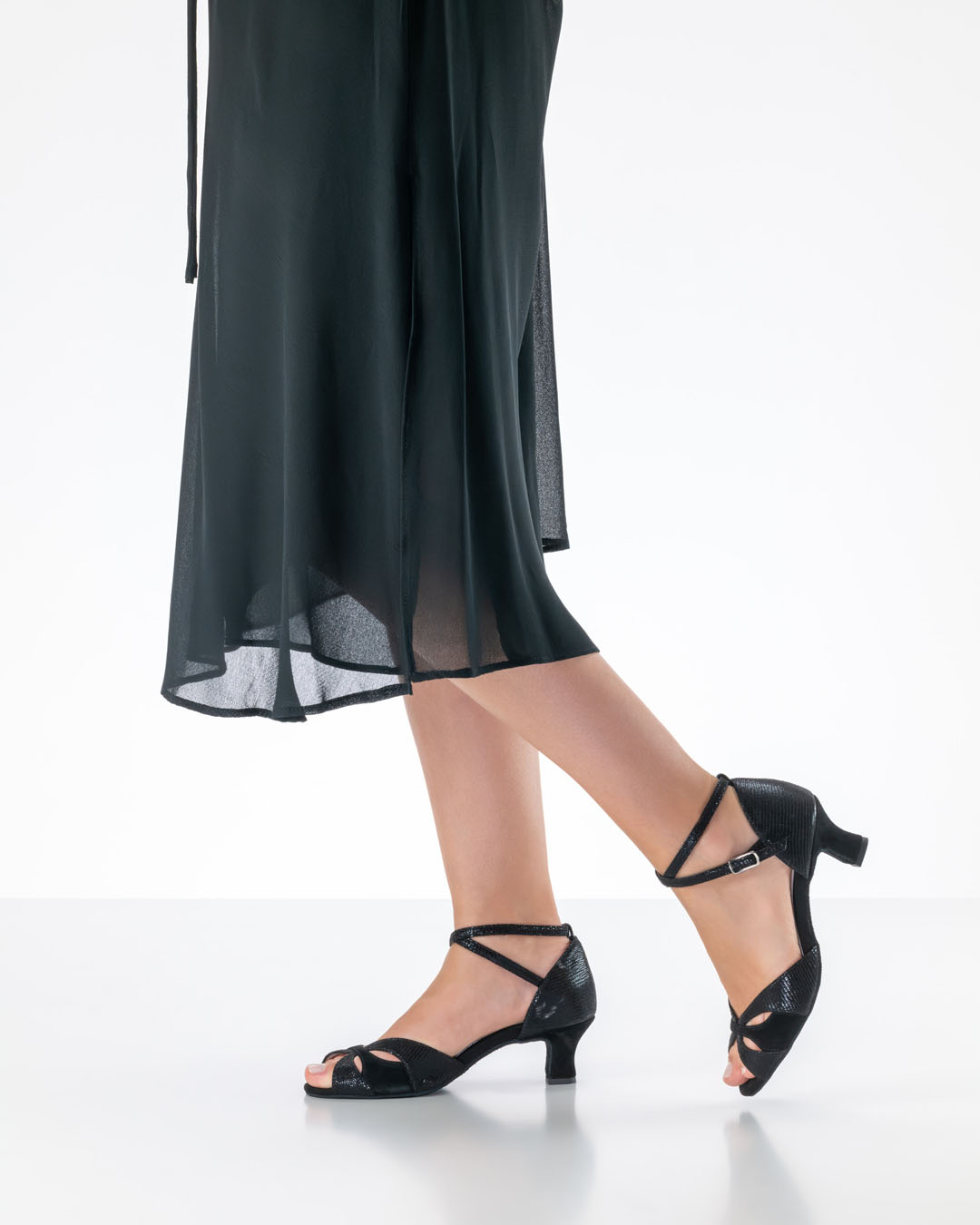 Eunice dance sandals in black by Anna Kern with a 5 cm flared heel