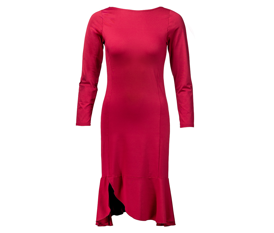 Dance dress Zuri Tanzkleid Zuri mit Volant und langen Ärmeln in cherryrot