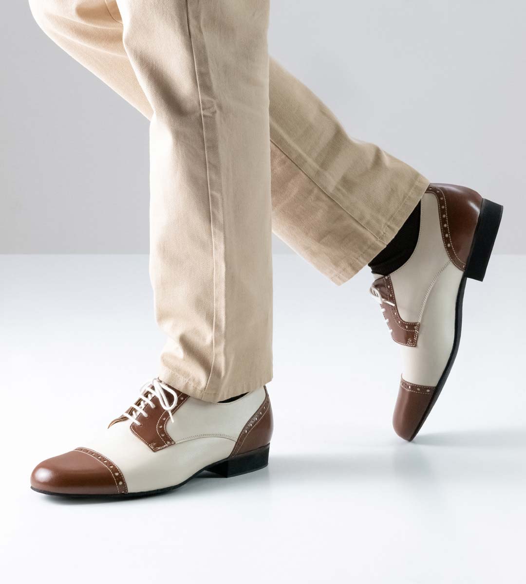 Bergamo brown-beige men's dance shoe from Werner Kern with 2 cm heel height