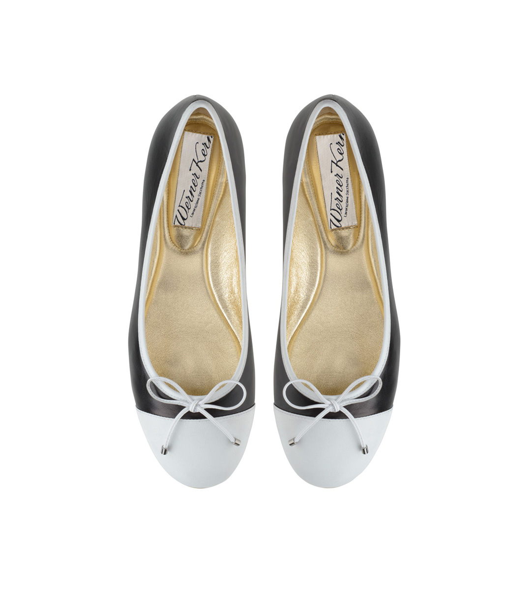 Classic in black and white - Ballerina Mimi made in Italy from nappa leather