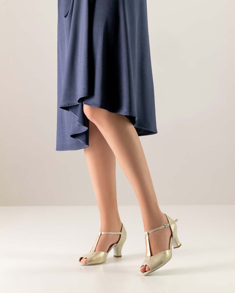 Paulette comfortable ladies dance shoe from Werner Kern with blue dress