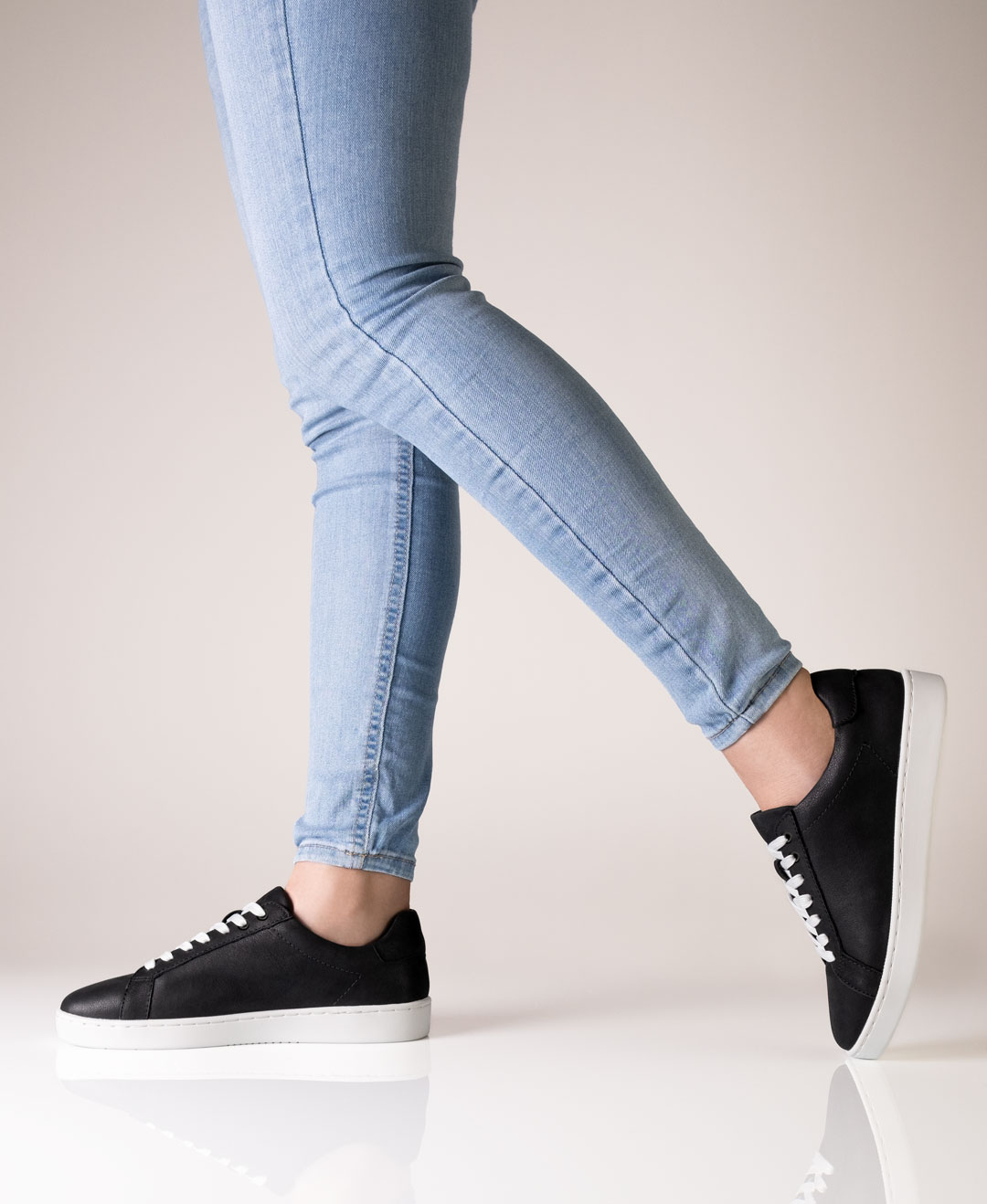 Classic black dance sneaker for women with white PU sole