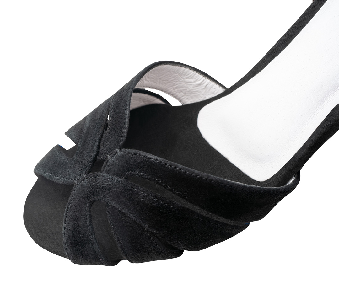 Dance shoe Thea from Anna Kern The front of Thea made of fine black suede leather