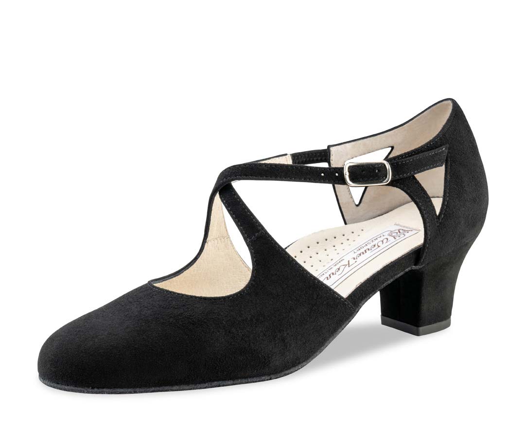 Gala closed Werner Kern ladies dance shoe in black velvet goat