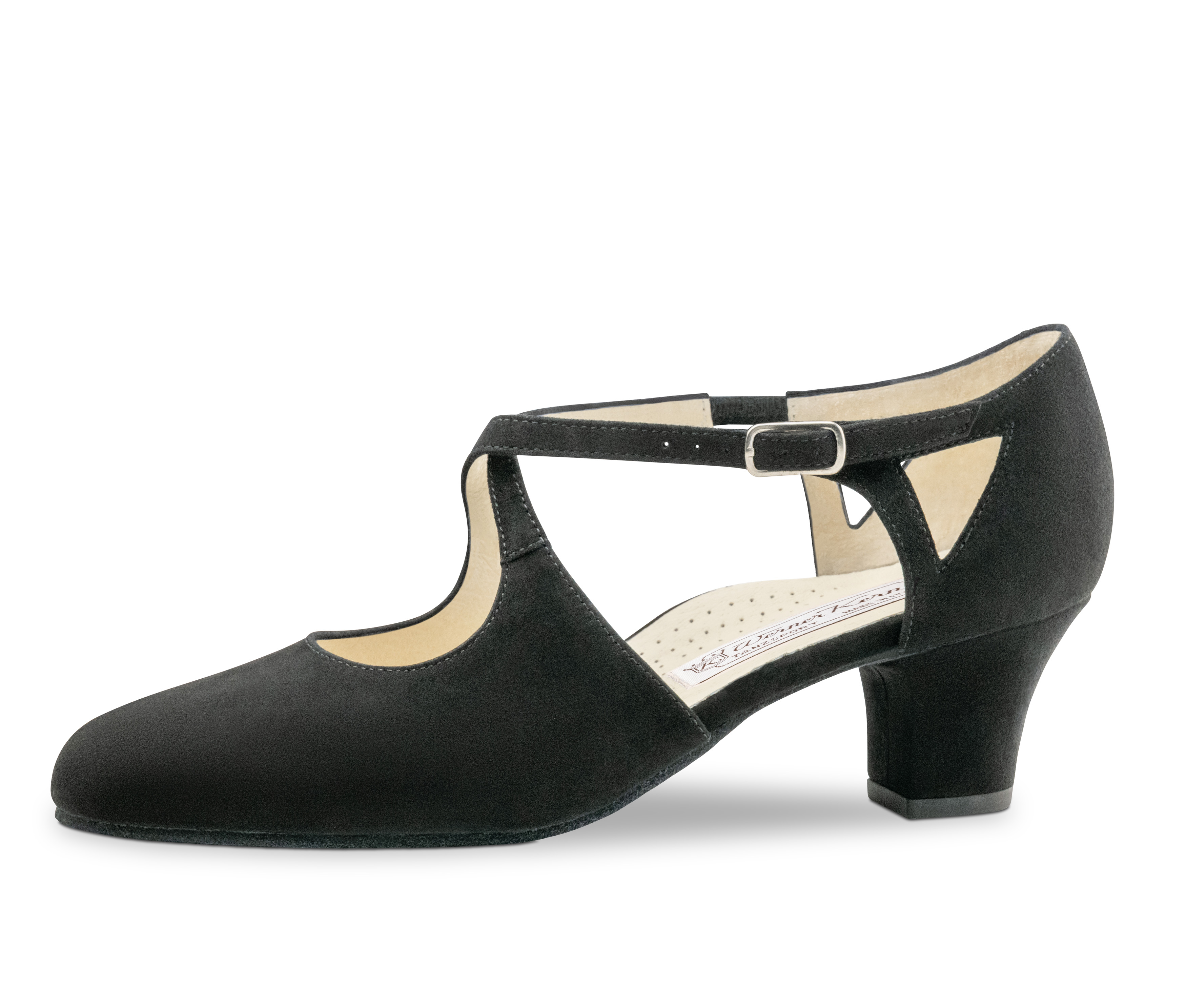 Gala closed Werner Kern ladies dance shoe in black velvet goat