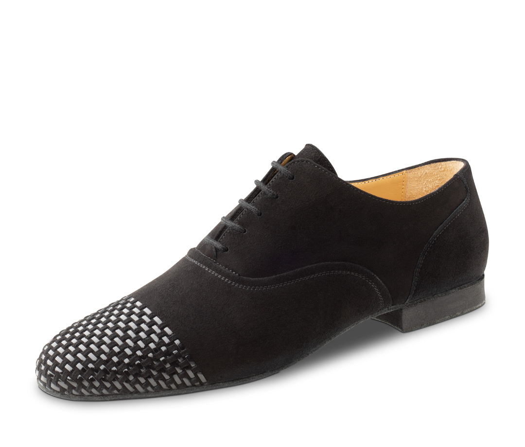 black men's dance shoe by Werner Kern with patent weave