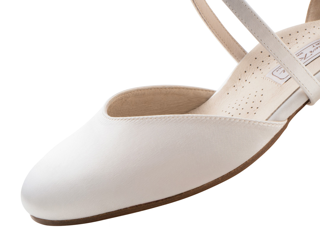 View in detail of white Werner Kern bridal shoe