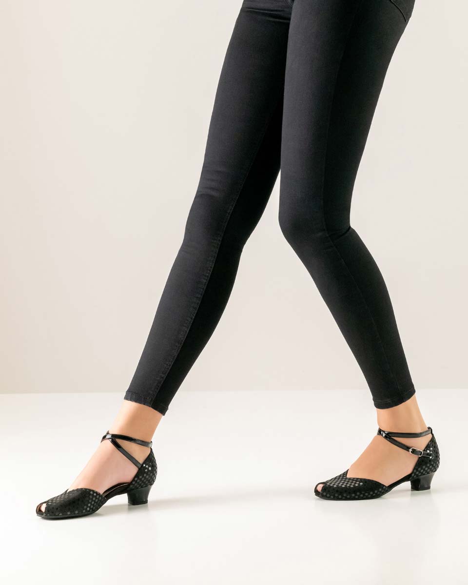 Sanna Comfortable Werner Kern ladies' dance shoe combined with black trousers
